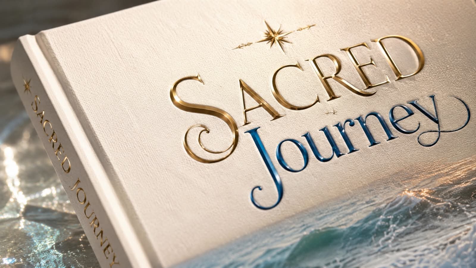 Sacred Journey — gold and blue foil title detail